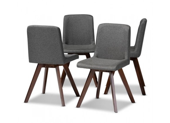 Baxton Studio Pernille Grey Fabric Upholstered Dining Chairs - Set of 4