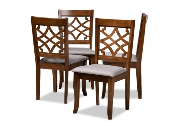 Baxton Studio Mael Grey Walnut 4-Piece Dining Chair Set