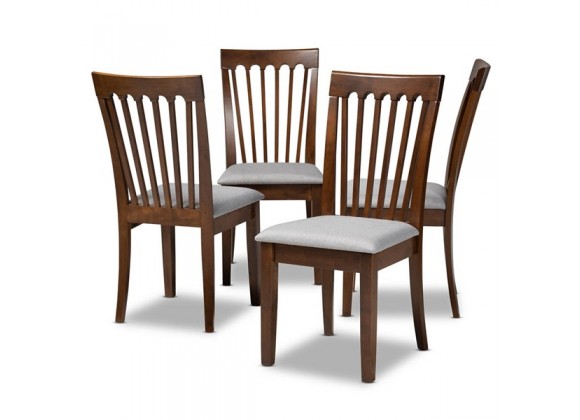 Baxton Studio Minette Grey Walnut Wood Dining Chairs - Set of 4
