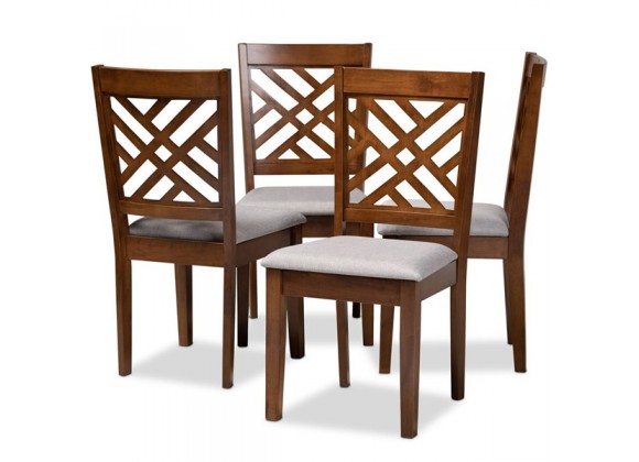 Baxton Studio Caron Grey Fabric Upholstered 4-Piece Dining Chair Set