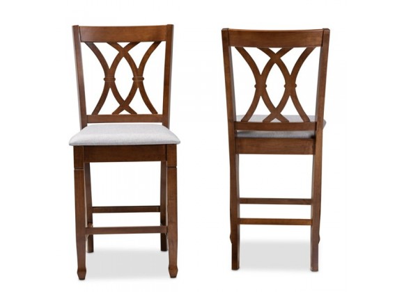 Baxton Studio Reneau Upholstered 2-Piece Wood Counter Height Pub Chair Set