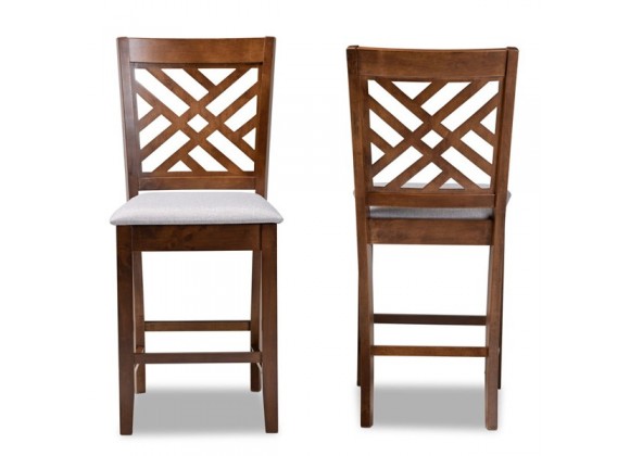 Baxton Studio Caron Upholstered 2-Piece Wood Counter Height Pub Chair Set 