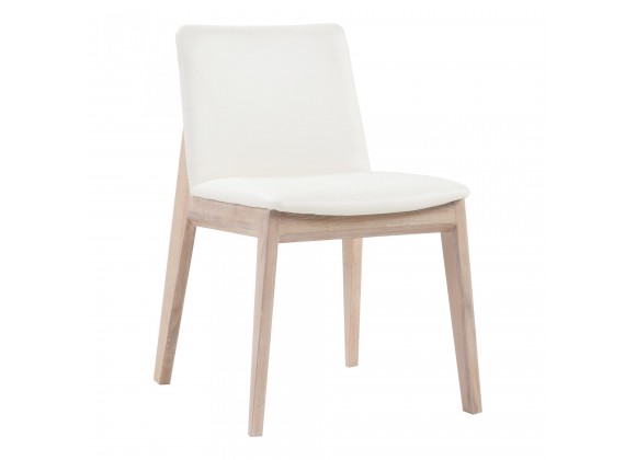 Moe's Home Collection Deco Oak Dining Chair White PVC - Set Of Two - Angled View