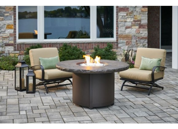 Outdoor Greatroom Company Beacon Chat Fire Table Marbleized Noch Top 20" Burner