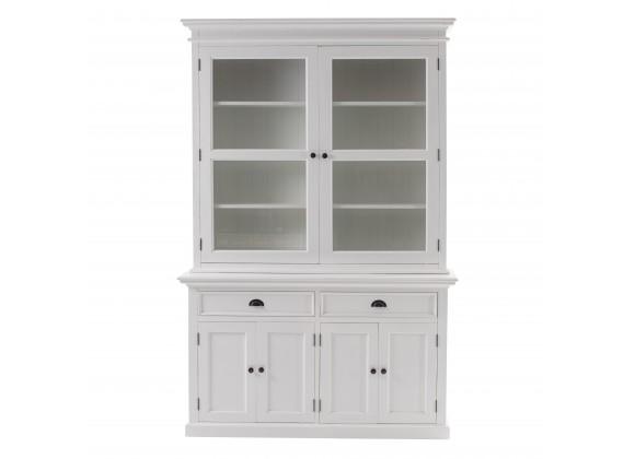 Nova Solo Halifax Glass-Display Hutch Unit - White - Front Angle