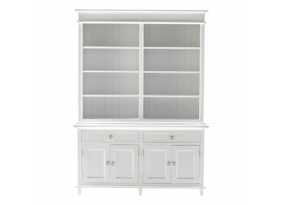 Nova Solo Skansen Hutch Bookcase Unit - White with 4 Doors, 2 Drawers - Front Angle