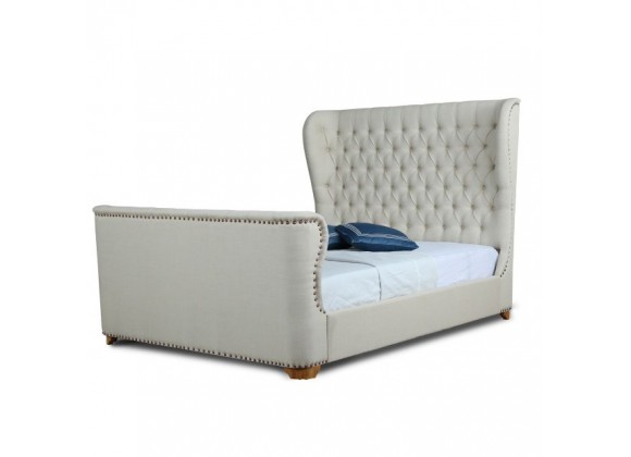 Manhattan Comfort Lola Ivory Full and Queen Bed Side Angle