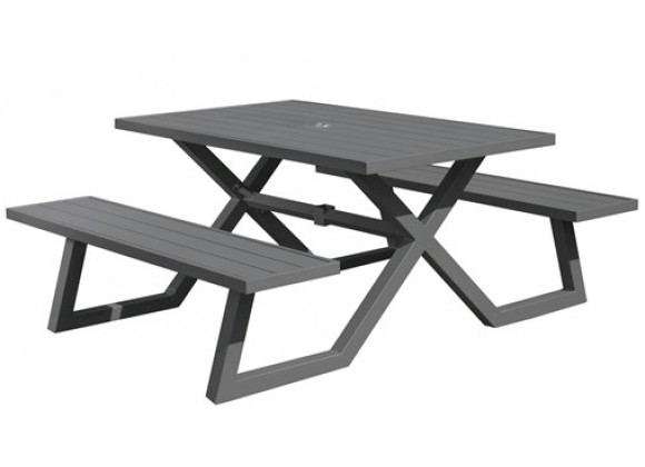 Vivere Banquet Deluxe 5ft Aluminum Picnic Table - Charcoal