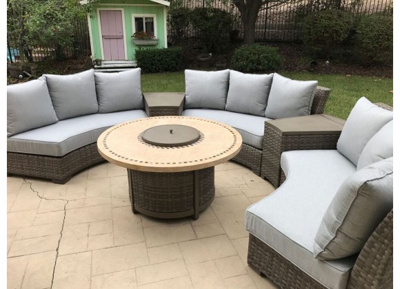 Bermuda Platinum 6-Piece Circular Sofa Set  - Angled View