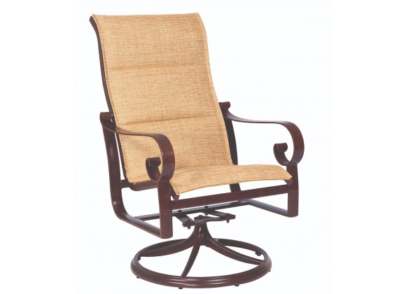 Woodard Belden Padded Sling High Back Swivel Rocker - Angled
