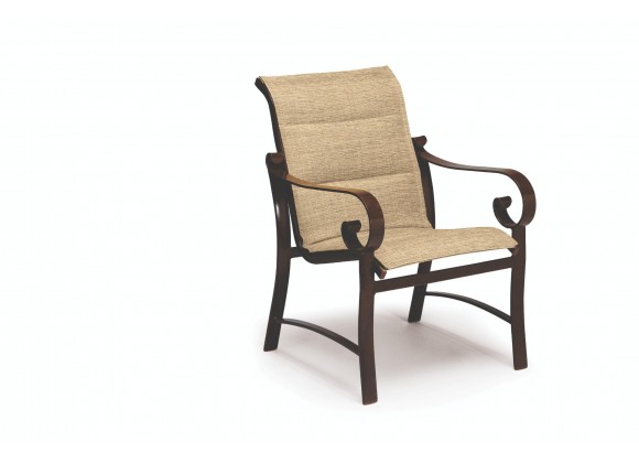 Woodard Belden Padded Sling Dining Arm Chair - Angled