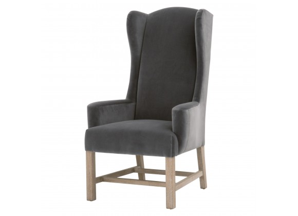 Essentials For Living Bennett Arm Chair in Dark Dove Velvet - Front Side Angle