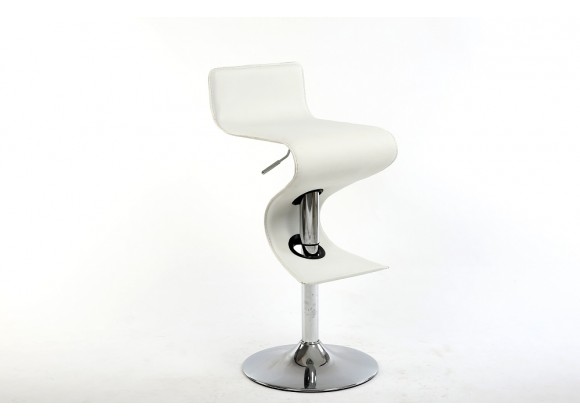 King Adjustable Height White Bar Stool - White