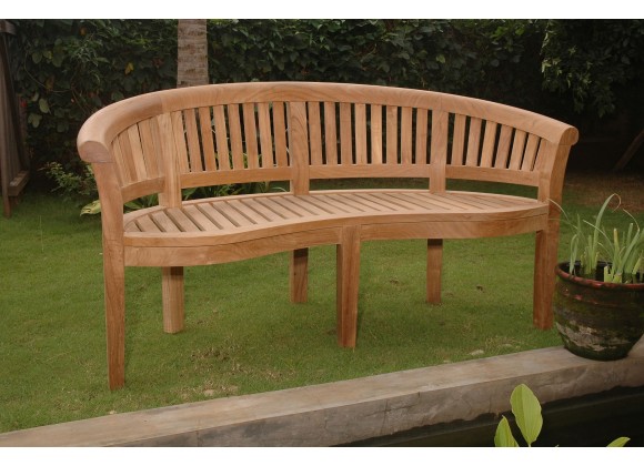 Anderson Teak Curve 3-Seater Bench Extra Thick Wood - Lifestyle