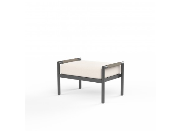 Pietra Ottoman in Echo Ash, No Welt - Front Side Angle