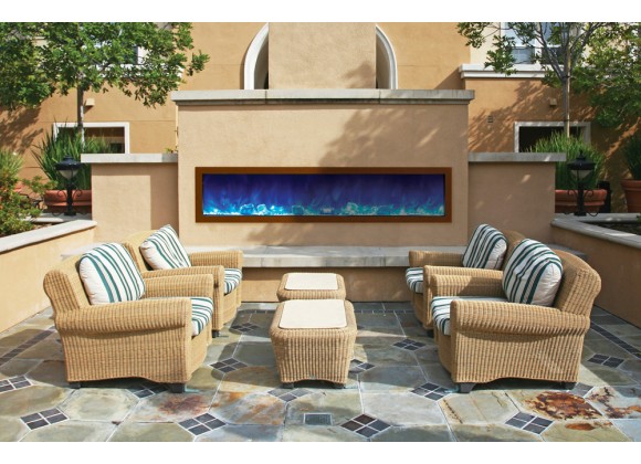 Amantii Panorama Slim Full View Smart Electric  - 72" Indoor /Outdoor WiFi Enabled Fireplace, featuring a MultiFunction Remote, Multi Speed Flame Motor, Glass Media & a Black Trim 