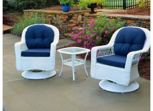 Tortuga Outdoor Biloxi 3Pc Bistro Set White Wicker