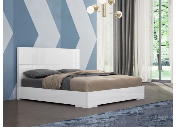 Whiteline Modern Living Anna Bed King With Headboard In High Gloss White - Lifestyle