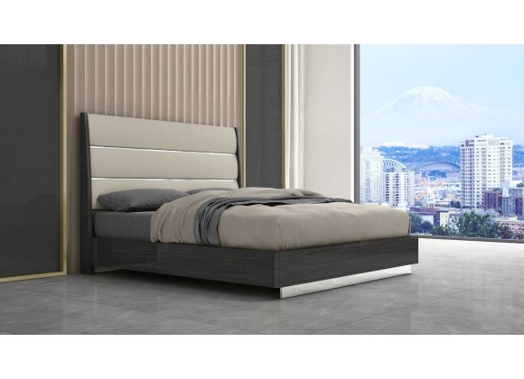 Whiteline Modern Living Pino Bed King In High Gloss Dark Grey Angley - Lifestyle 2