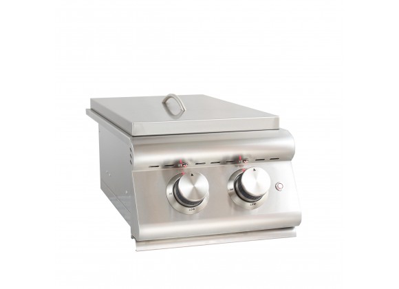 Blaze Grills Built-In Premium LTE Double Side Burner with Lights - Angled and Closed
