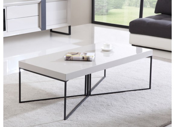 B-Modern Mixer Coffee Table with Black Steel Legs in White Lacquer and Cream Lacquer or Light Walnut Veneer