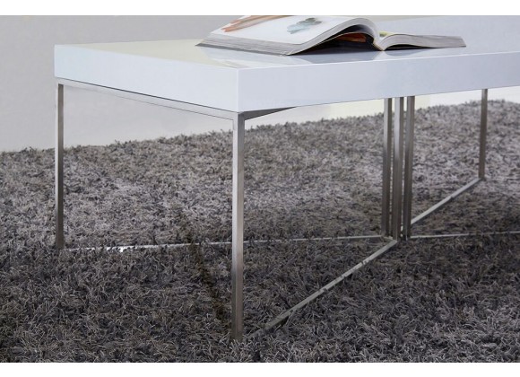 White Mixer Coffee Table -Stainless Steel Legs