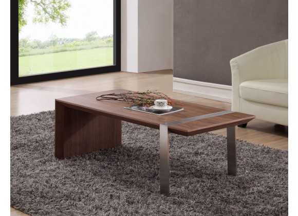 Coffee Table - Light Walnut with Brushed Stainless Steel