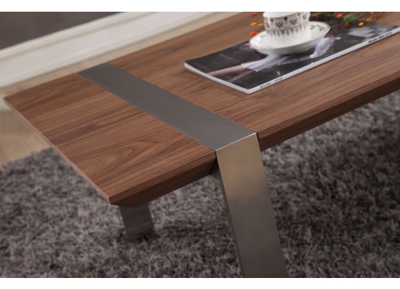 WALNUT Simple Modern Stainless Steel Legs Coffee Table End Table Set  RAE1L-RAE1J - BME HOME