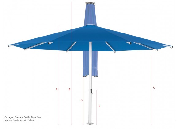 13' Square Bolt-Down Umbrella - 9 Oz Marine Grade Acrylic