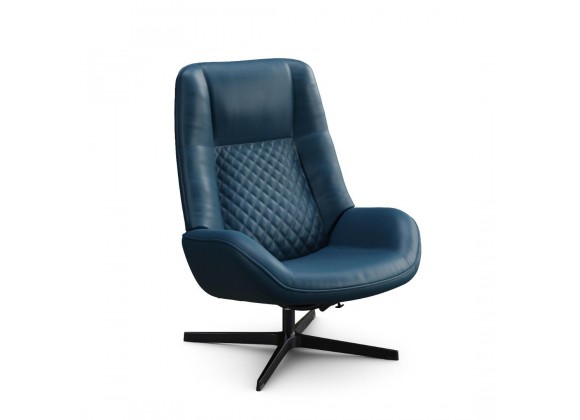 Kebe Bordeaux Chair With Footrest in Blue Bull Leather