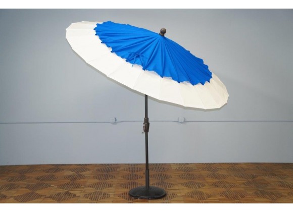 Shade Trends The Breeze Oversized Wind Vent Umbrella - Pacific Blue and White - Angled