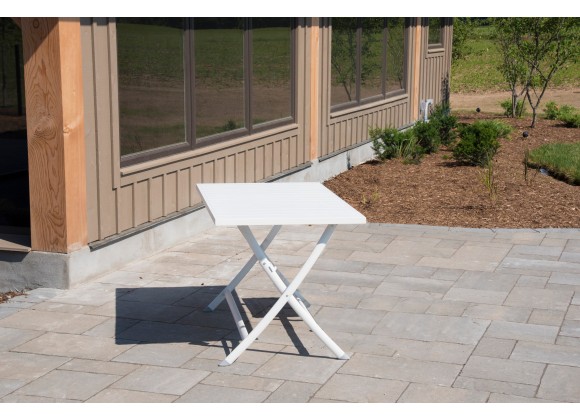 Vivere Brunch Aluminum Folding Table (White)  Actual