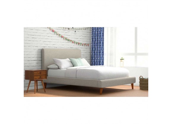 Britney Standard King Upholstered Platform Bed in Light Grey Linen - Lifestyle