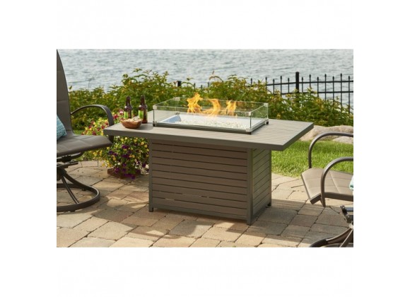 Outdoor Greatroom Company Brooks Fire Table W/Taupe Composite Top&Base/1224 Burner - Lifestyle