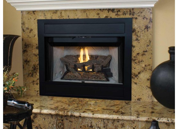 Superior Fireplaces 36" Natural/Propane With Electronic Ignition And White Stacked Refractory Panels - Lifestyle
