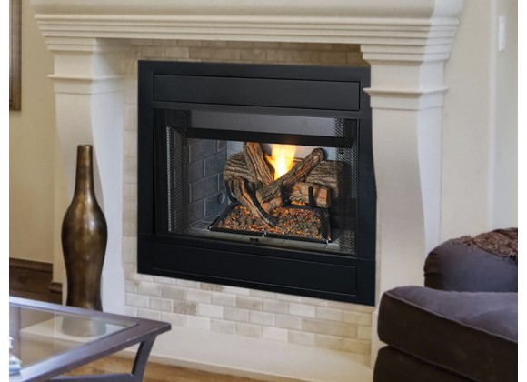 Superior Fireplaces 36" Natural/Propane With Electronic Ignition And White Stacked Refractory Panels
