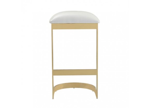 Manhattan Comfort Aura 28.54 in. White and Polished Brass Stainless Steel Bar Stool Back
