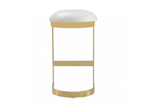 Manhattan Comfort Aura 28.54 in. White and Polished Brass Stainless Steel Bar Stool Front
