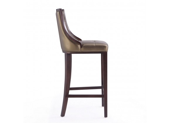 Manhattan Comfort Fifth Avenue 45 in. Bronze and Walnut Beech Wood Bar Stool Side