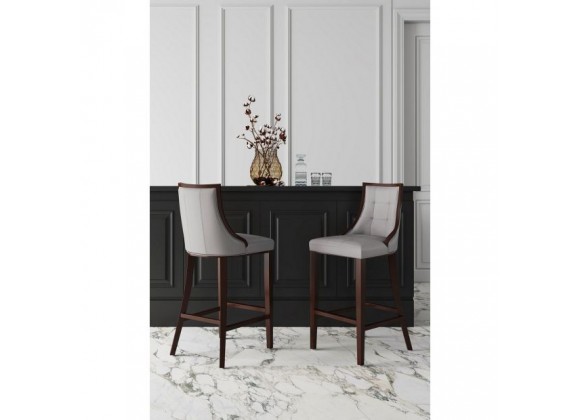 Manhattan Comfort Fifth Avenue Faux Leather Barstool in Light Grey Set