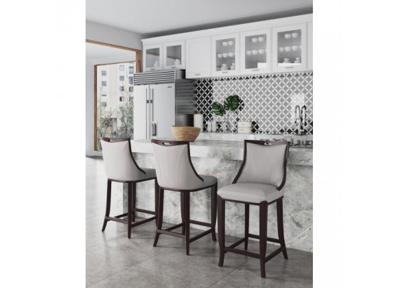 Manhattan Comfort Emperor Faux Leather Barstool in Light Grey Set