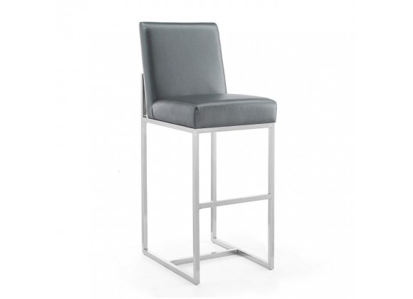Manhattan Comfort Element 42.13 in. Graphite and Polished Chrome Stainless Steel Bar Stool