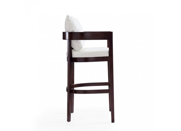 Manhattan Comfort Ritz 38 in. Ivory and Dark Walnut Beech Wood Barstool Side