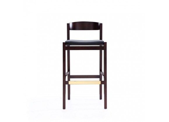 Manhattan Comfort Klismos 40.75 in. Black and Dark Walnut Beech Wood Barstool Front