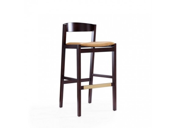 Manhattan Comfort Klismos 40.75 in. Camel and Dark Walnut Beech Wood Barstool 
