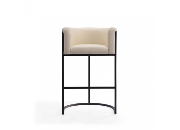 Manhattan Comfort Cosmopolitan 37.8 in. Cream and Black Metal Barstool Front 