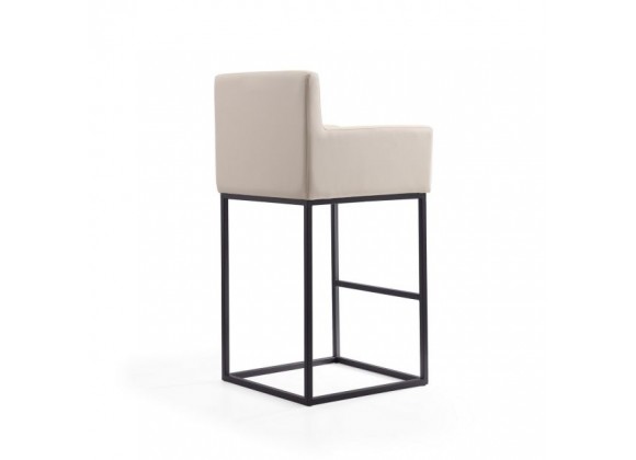 Manhattan Comfort Ambassador 42 in. Cream and Black Metal Barstool 