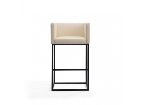 Manhattan Comfort Embassy 38 in. Cream and Black Metal Barstool Front