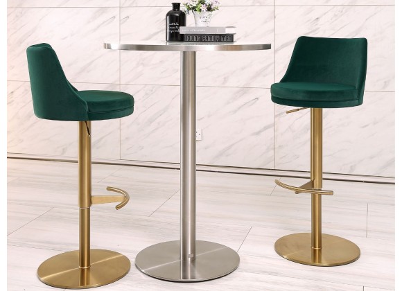 Carter Barstool With Adjustable Height And Swivel in Green Velvet Seat in Gold Base - Lifestyle 2