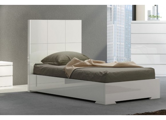 Whiteline Modern Living Anna Tin Bed in High Gloss White - Angled Lifestyle